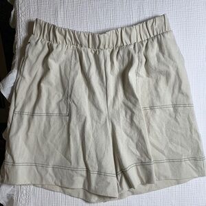 Free People Beach cream/tan shorts sz M elastic waist
